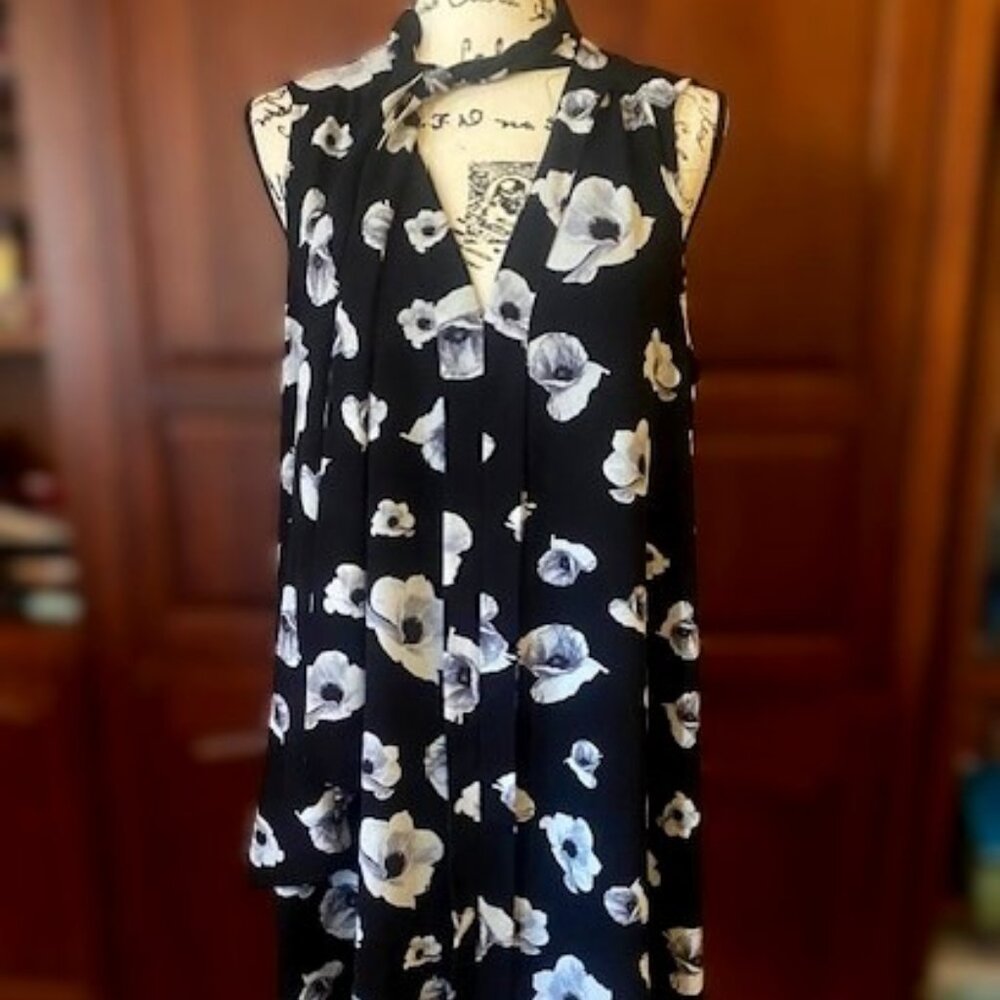 CeCe Black Floral Chemise Women Dress Size XL